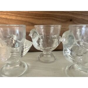 Vintage Arcoroc France Clear Glass Chicken Egg Cups (Set of 5)